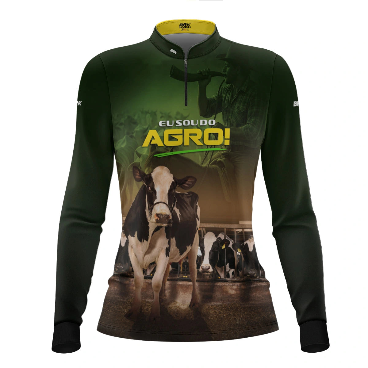 Camisa UV50 Agro Feminina Brk Eu sou do Agro Verde Gados