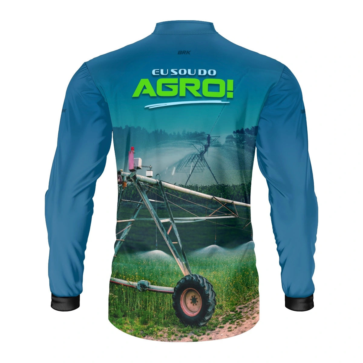 Camisa UV50 Agro Brk Irrigação no Campo Pivô Azul