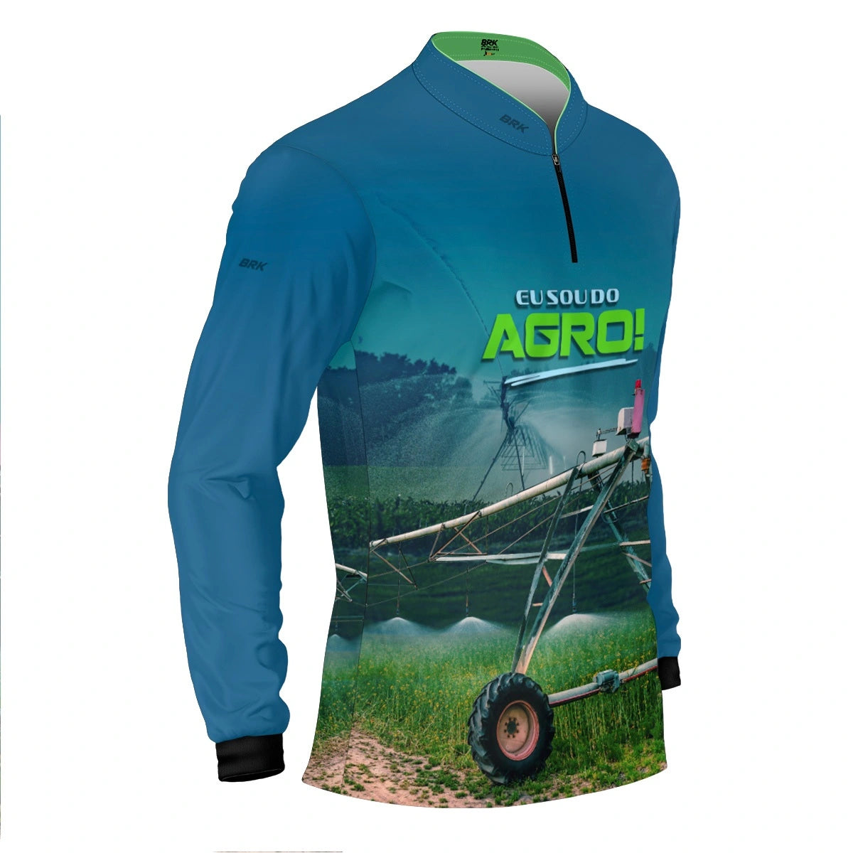 Camisa UV50 Agro Brk Irrigação no Campo Pivô Azul
