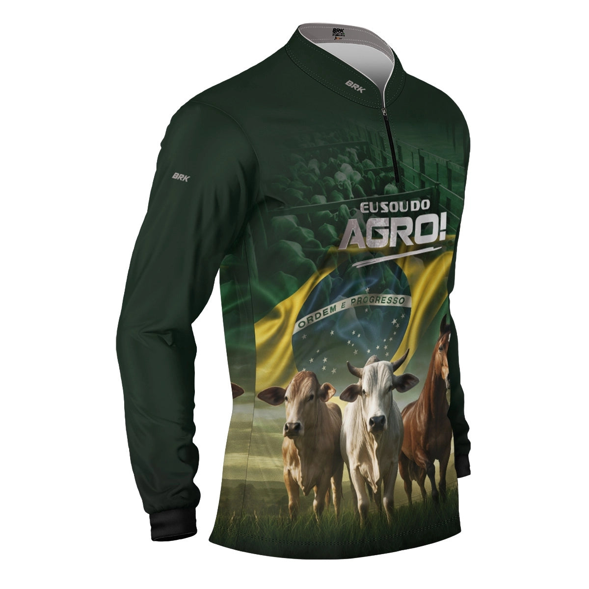 Camisa UV50 Agro Brk Eu Sou do Agro Verde Pecuária Brasil