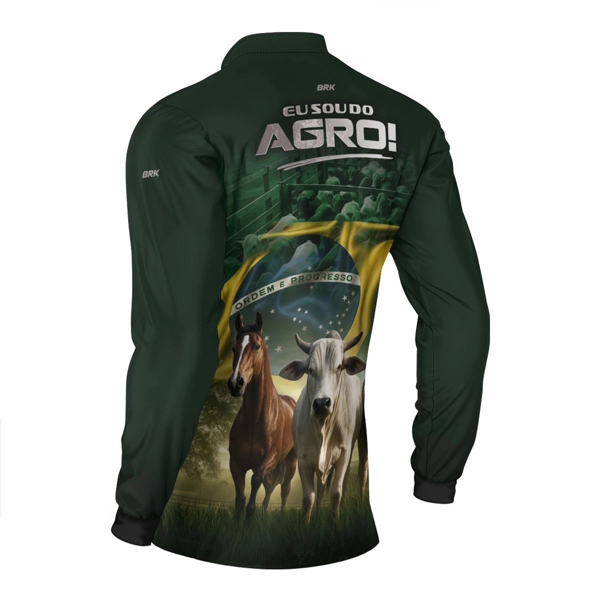 Camisa UV50 Agro Brk Eu Sou do Agro Verde Pecuária Brasil