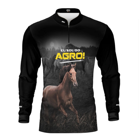 Camisa UV50 Agro Brk Eu Sou do Agro Preta Cavalos - Brk Agro