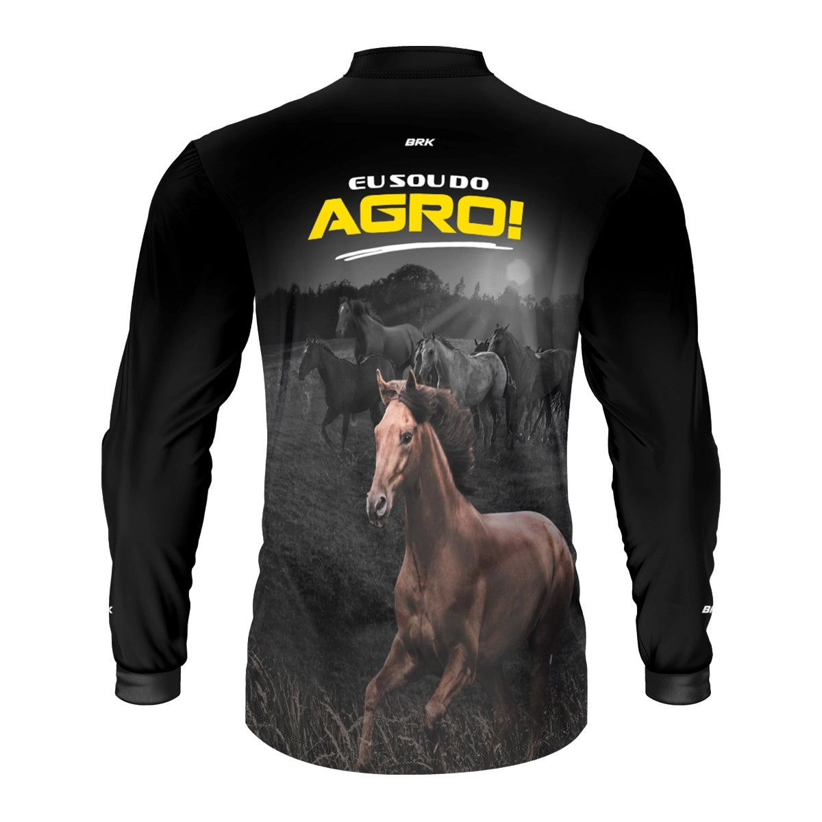 Camisa UV50 Agro Brk Eu Sou do Agro Preta Cavalos
