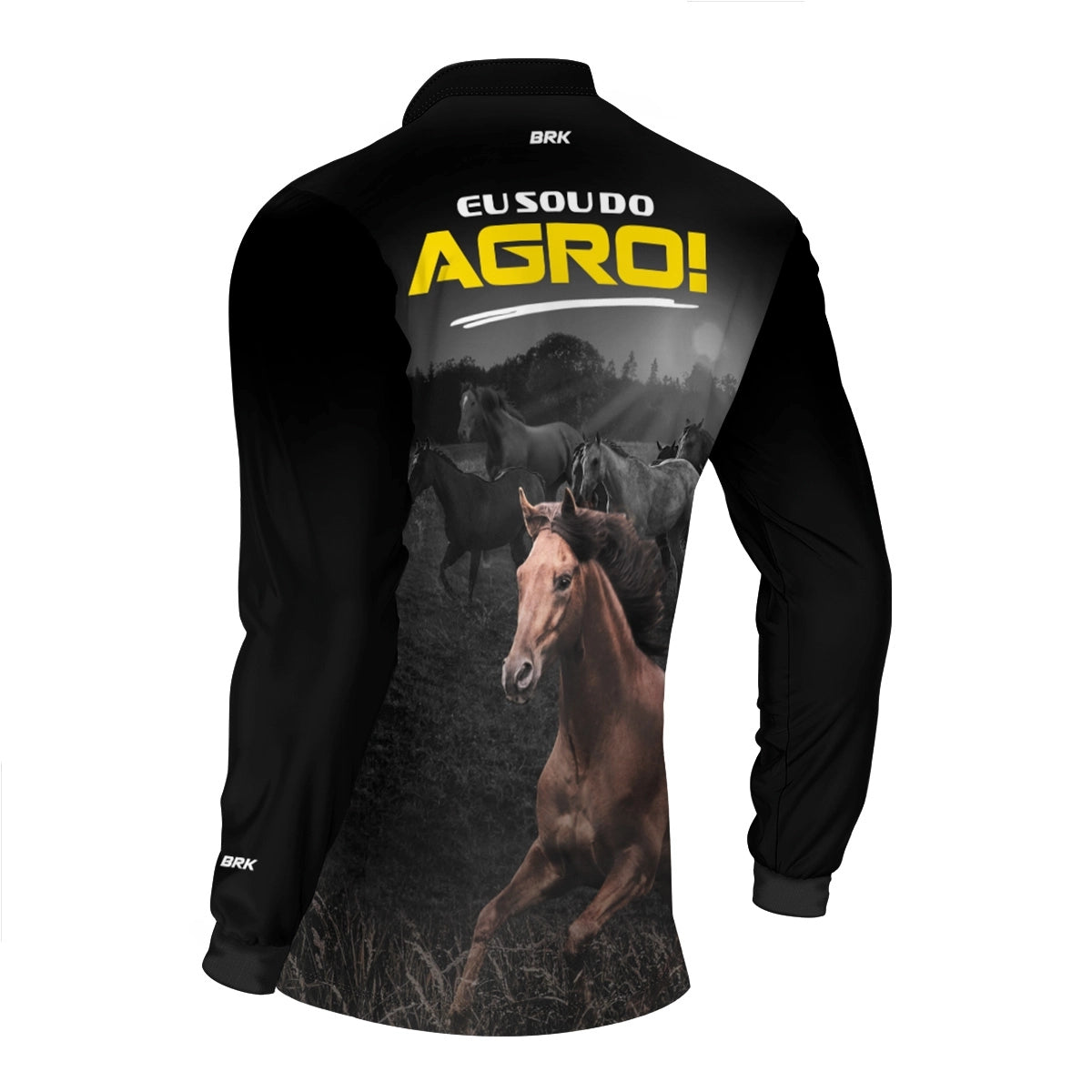 Camisa UV50 Agro Brk Eu Sou do Agro Preta Cavalos