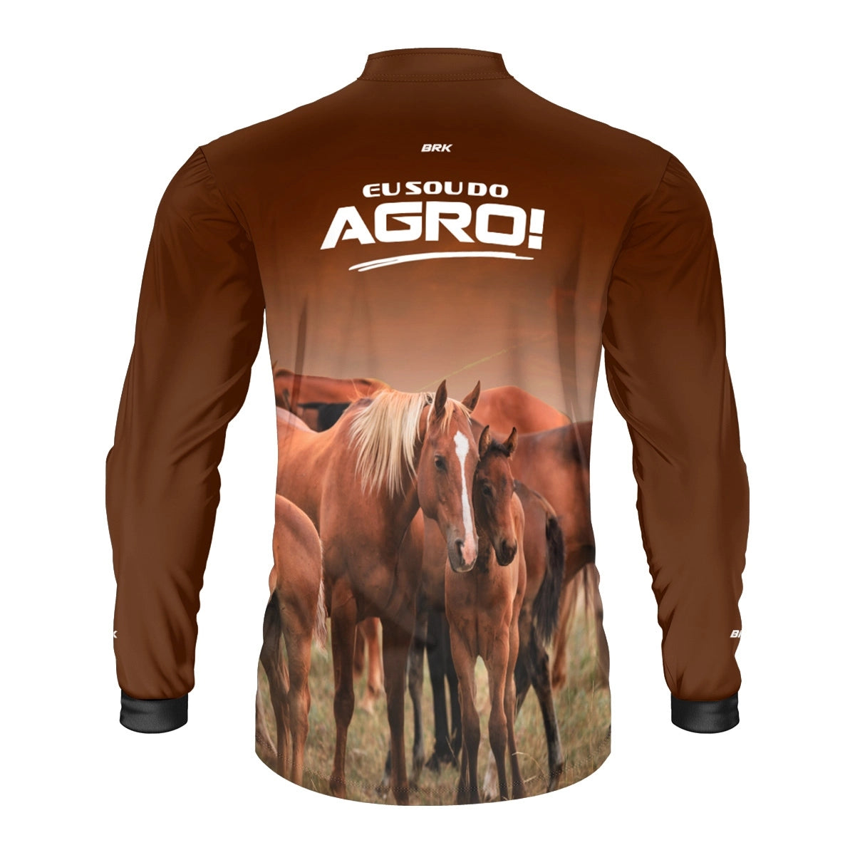 Camisa UV50 Agro Brk Eu Sou do Agro Marrom Cavalos