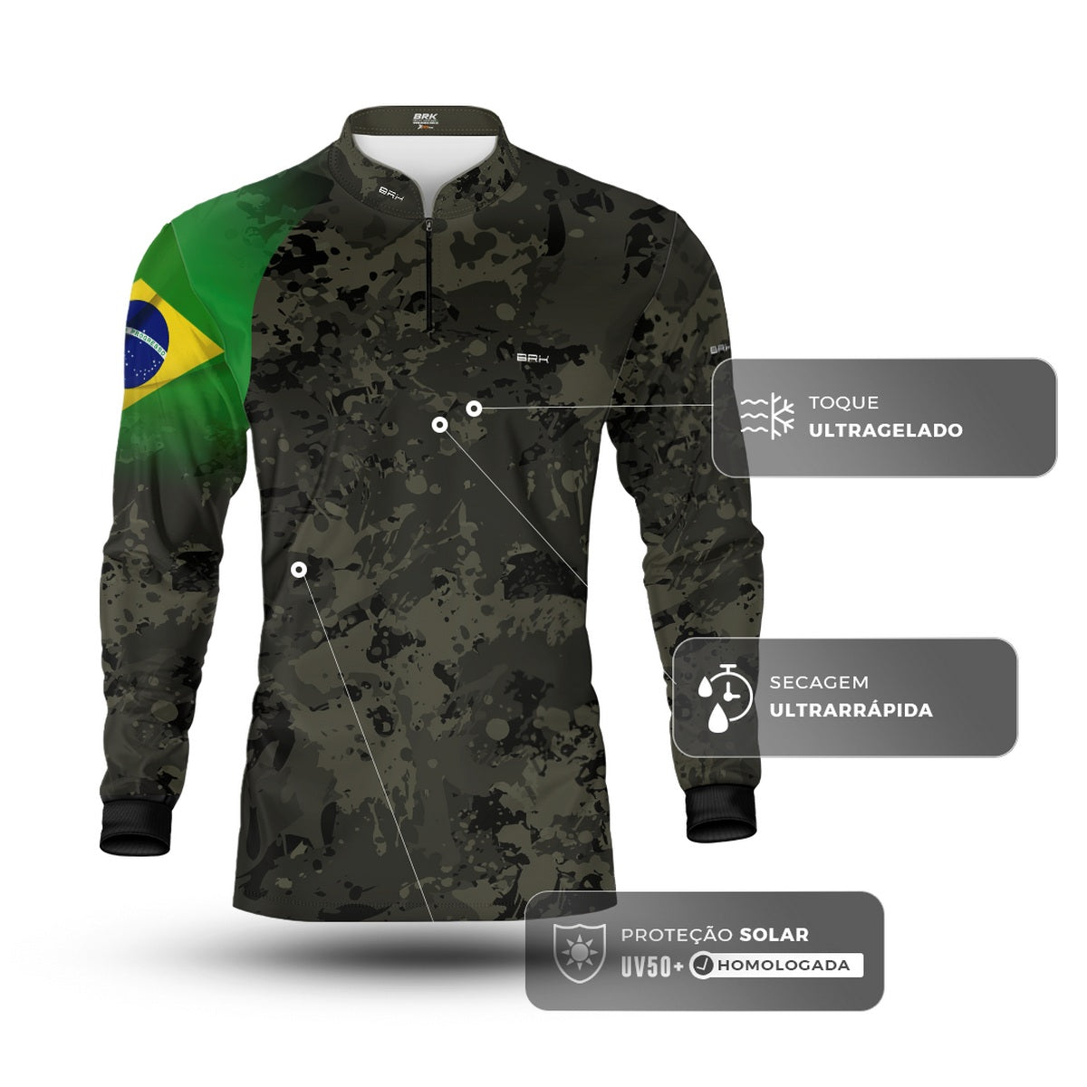 Camisa Agro Brk Eu Sou do Agro Camu Brasil com Proteção UV50 - Brk Agro