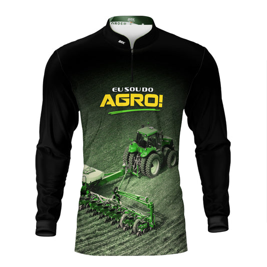 Camisa Agro Brk Eu Sou do Agro Preta Roçadeira com Proteção UV50 - Brk Agro