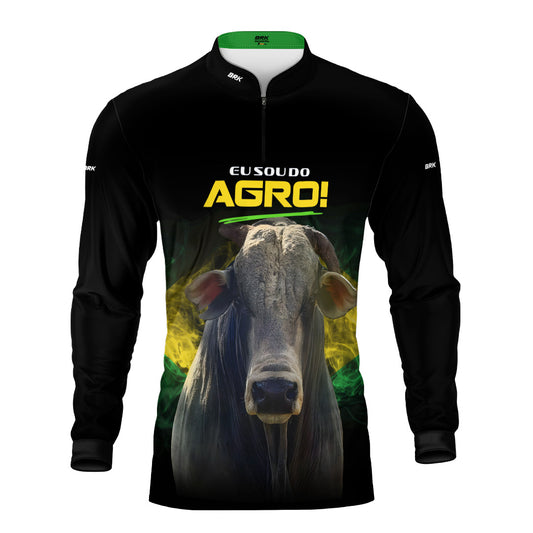 Camisa Agro Brk Eu Sou do Agro Preta Boi com Proteção UV50 - Brk Agro