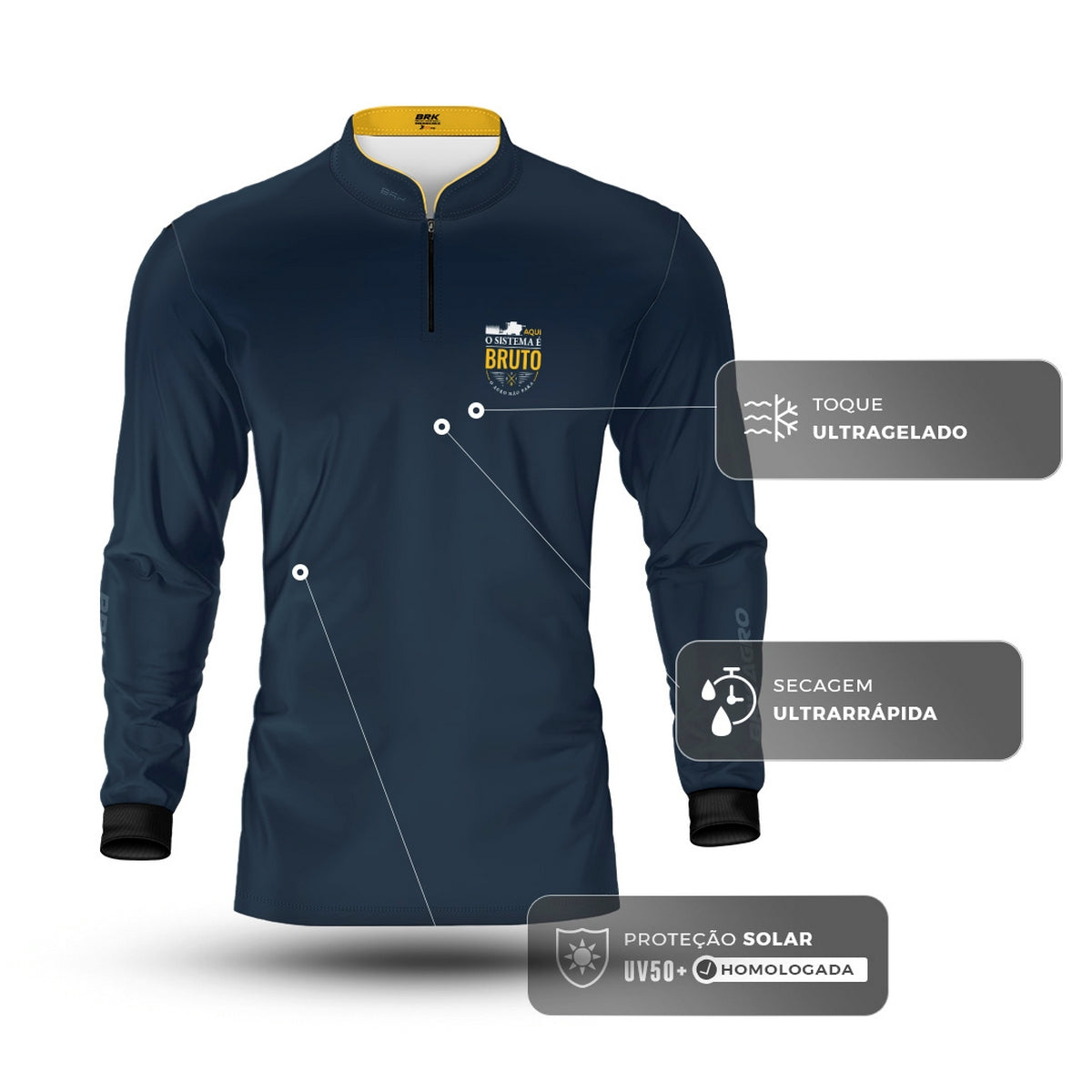 Camisa Agro Brk Aqui o Sistema é Bruto com Proteção UV50 - Brk Agro