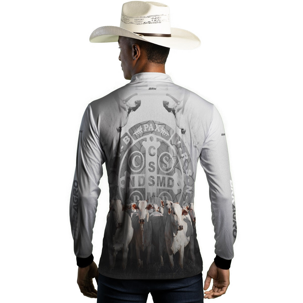 Camisa Agro Brk Pecuária Branca São Bento com UV50+ - Brk Agro