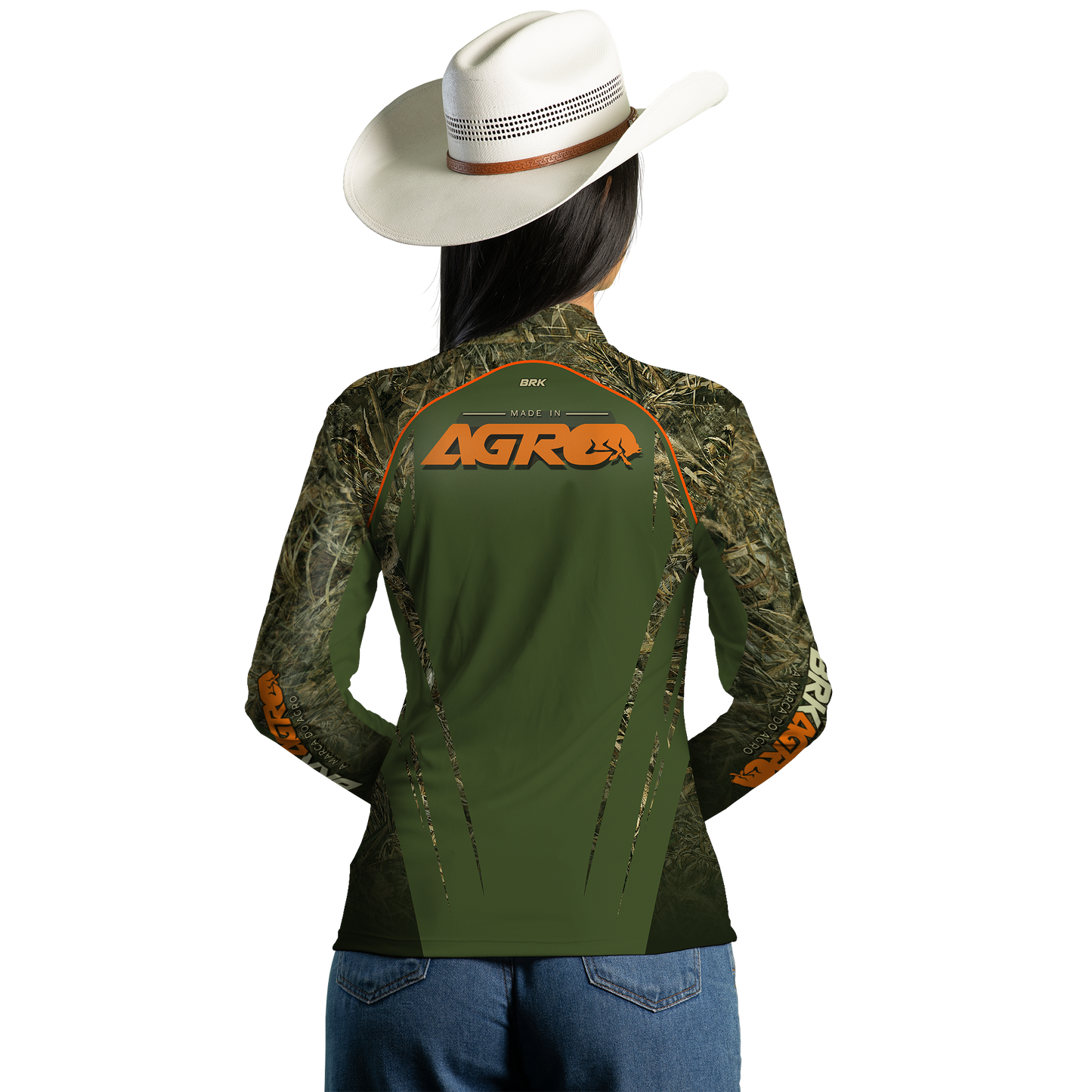 Camisa Agro Feminina Brk Agronomia Real Tree com UV50+