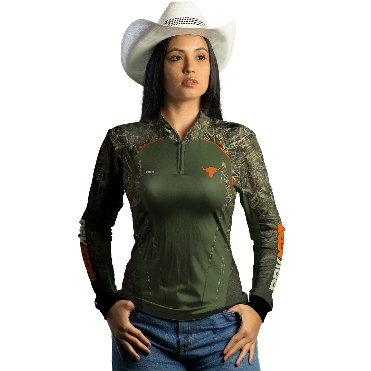 Camisa Agro Feminina Brk Agronomia Real Tree com UV50+