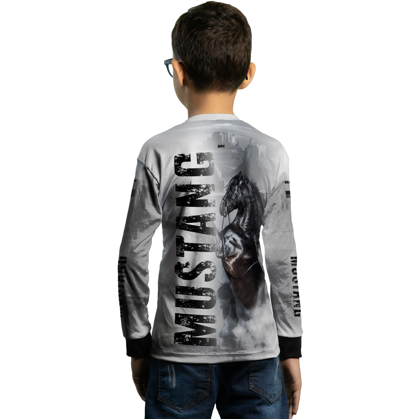 Camisa Agro Brk Branca Cavalo Mustang com Uv50+ - BRK AGRO