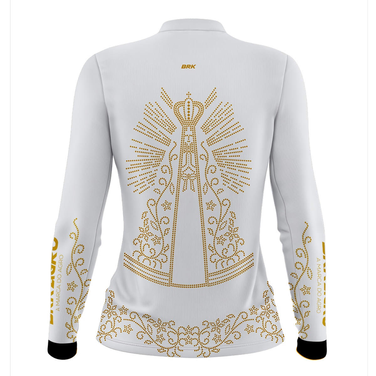 Camisa Feminina Agro Brk Nossa Senhora Strass Branca com Proteção Solar UV50+ - Brk Agro