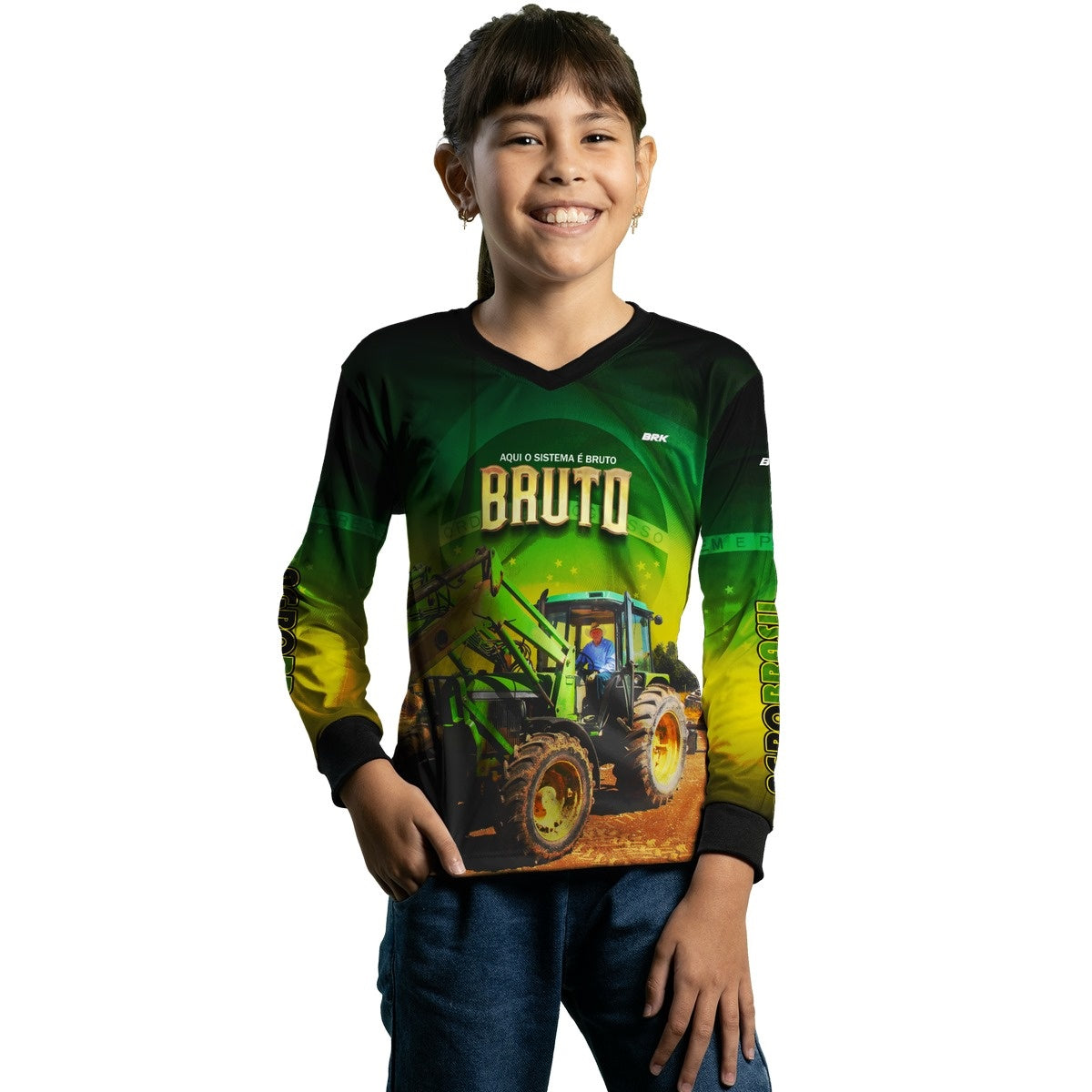 Camisa Agro Brk Trator Aqui o Sistema é Bruto com Proteção UV50+ - Brk Agro