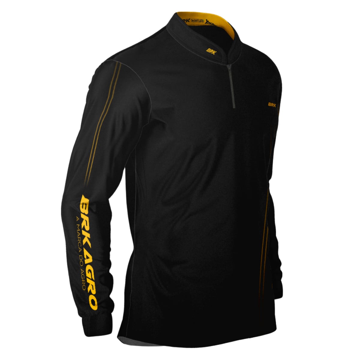 Camisa Agro Brk Básica Preto e Amarelo com Proteção Solar UV50+ - Brk Agro