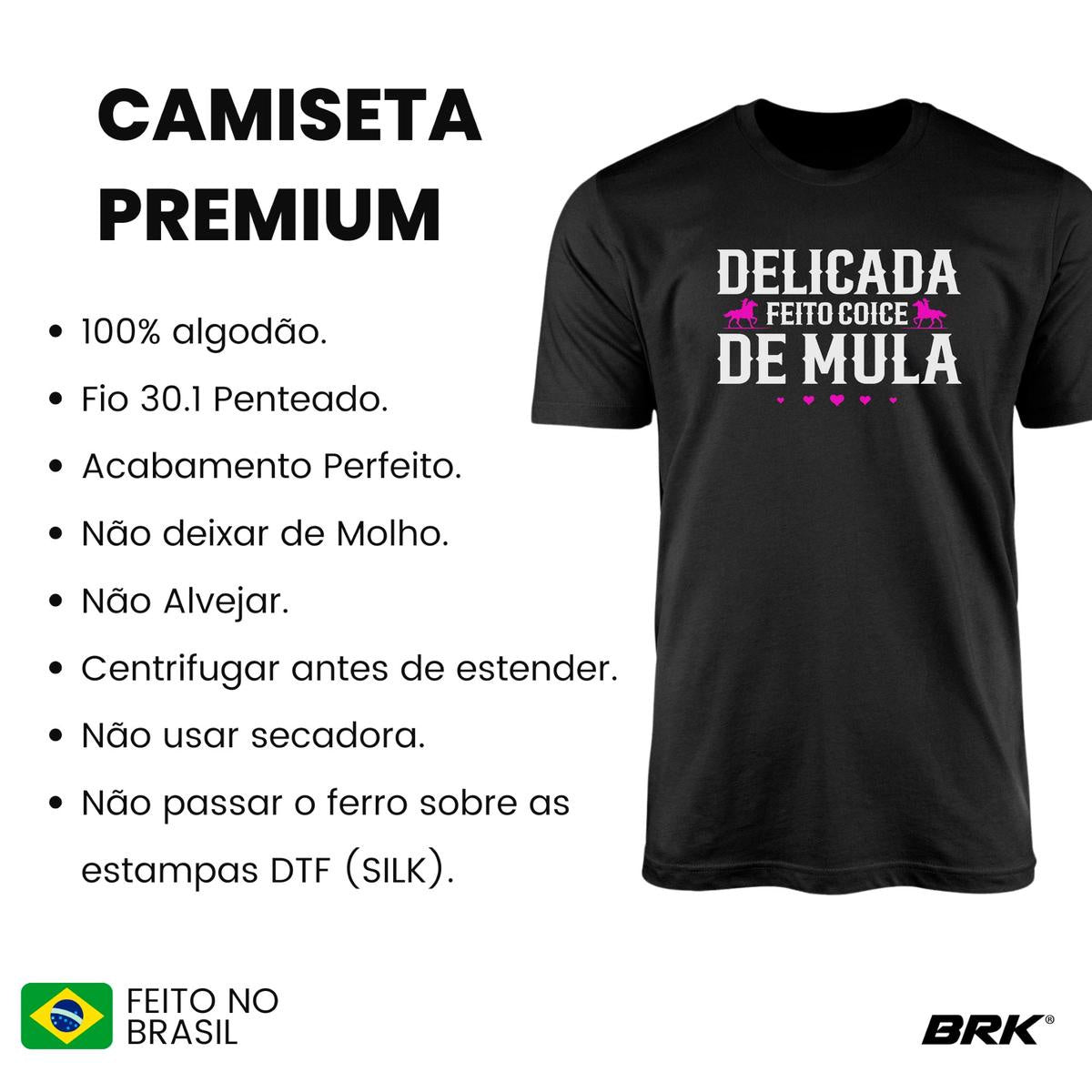 Camiseta Agro Brk Delicada Feito Coice de Mula com Algodão Premium - Brk Agro