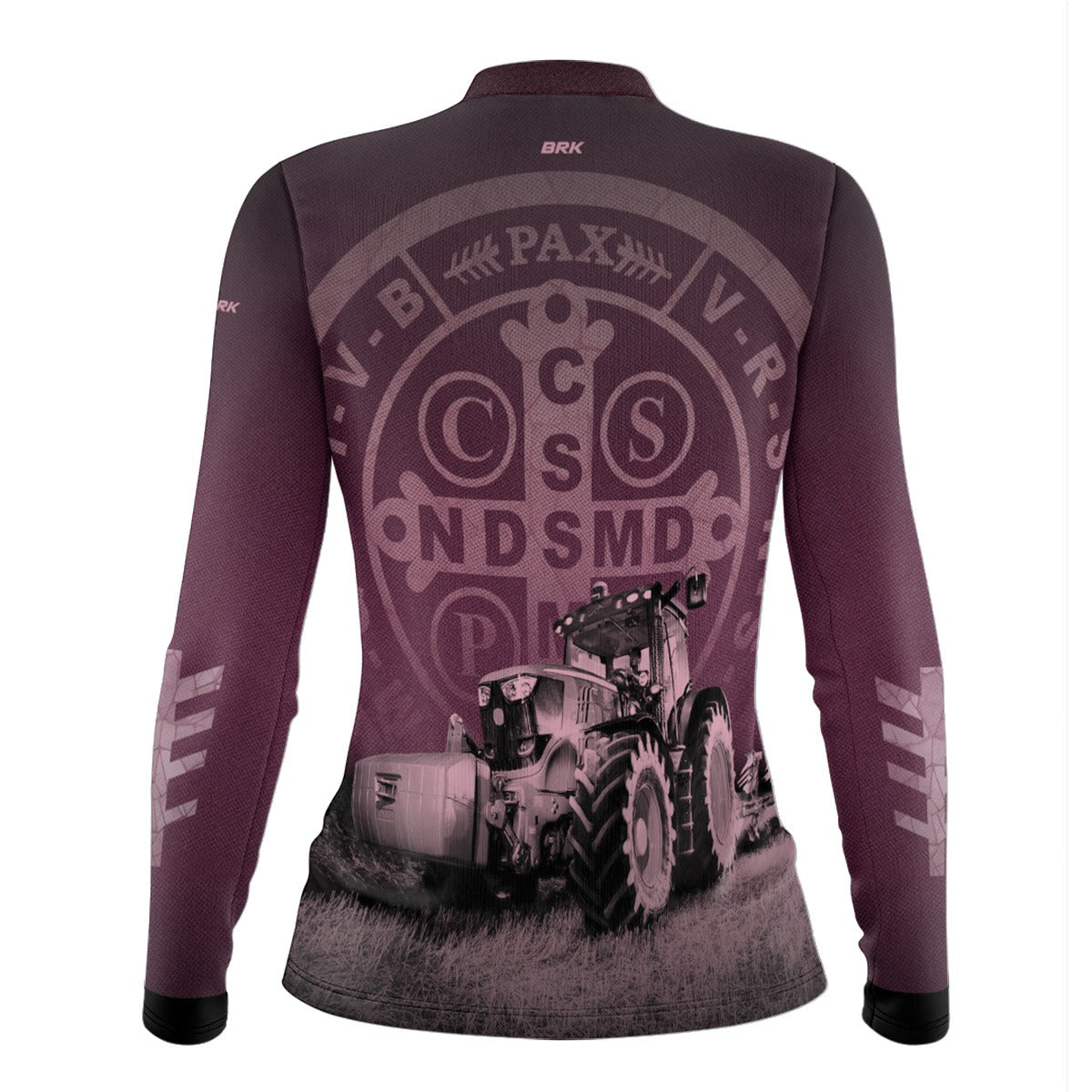 Camisa Feminina Agro Brk Medalhão de São Bento Rosa Claro e Escuro com Proteção Solar UV50+ - Brk Agro