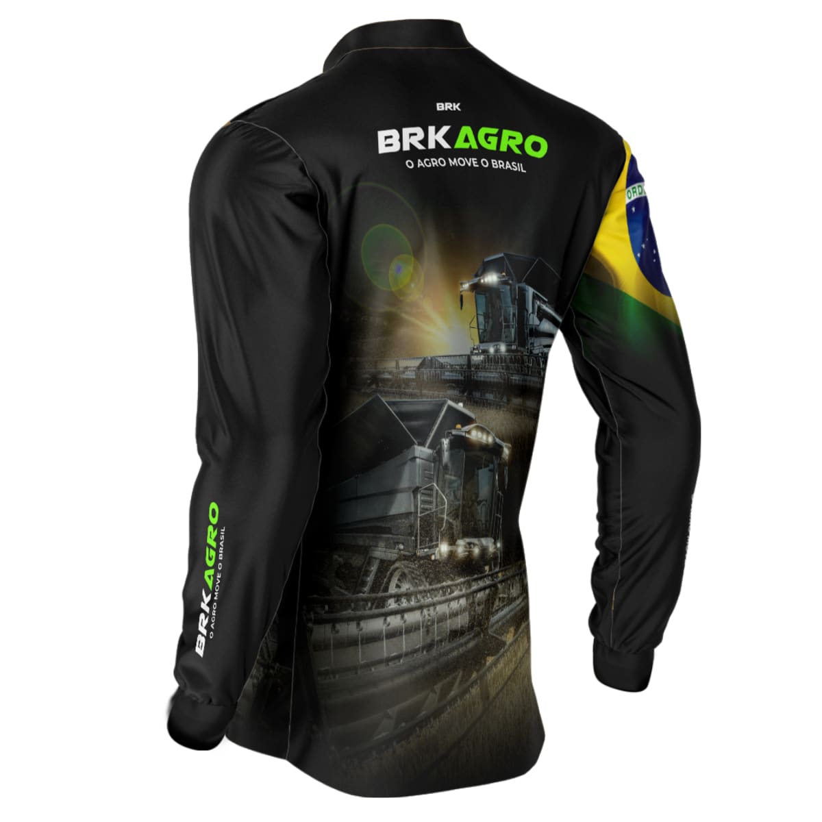 Camisa Agro Brk Preta Colheitadeira com Proteção Solar UV50+ - Brk Agro