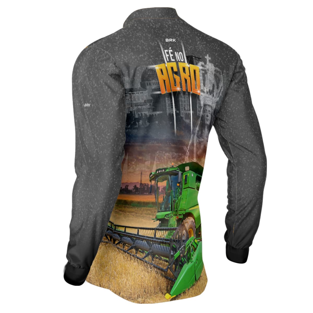 Camisa Agro Brk Colheitadeira Padroeira Fé no Agro com Proteção Solar UV50+ - Brk Agro