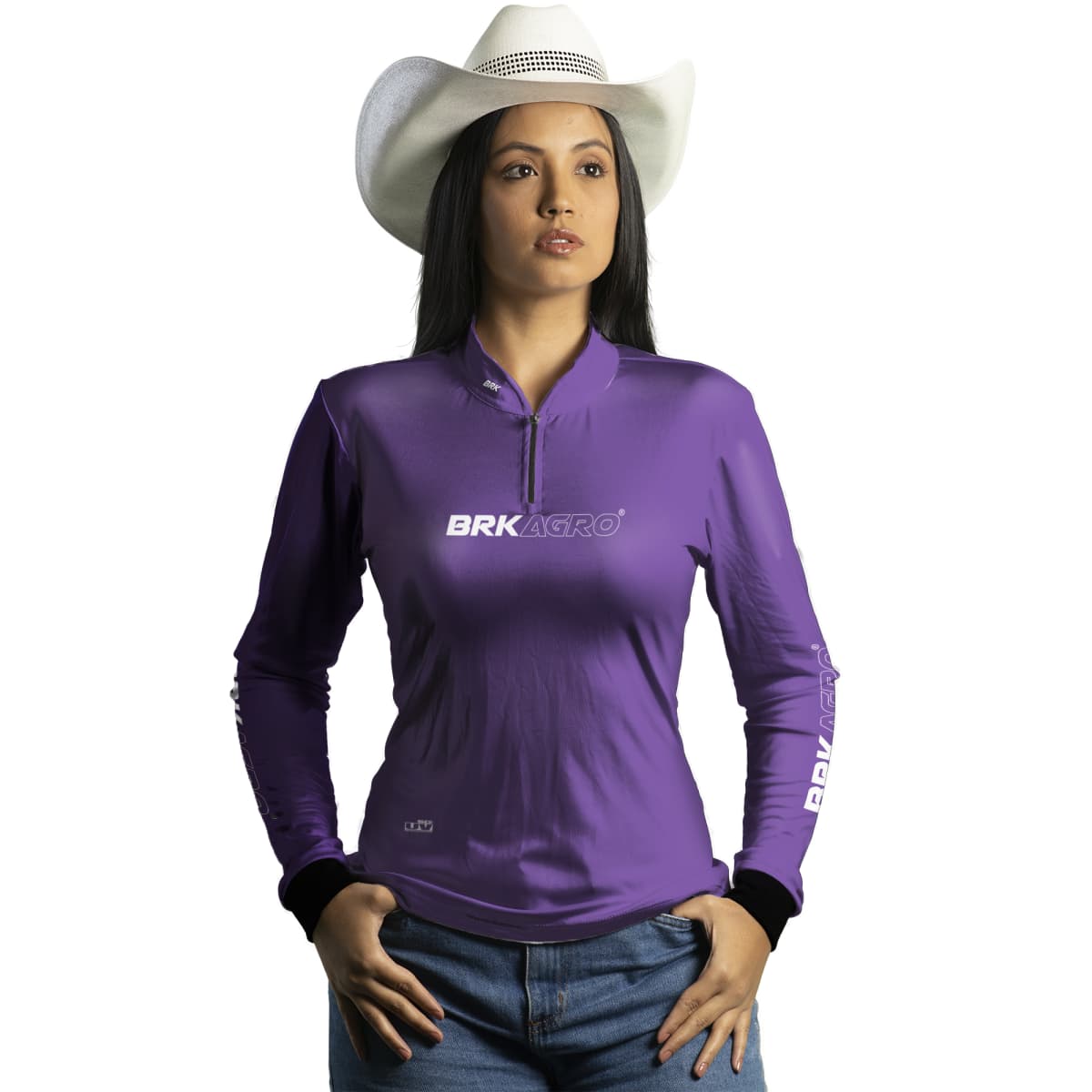 Camisa Feminina Agro Brk Roxa Clean com Proteção Solar UV50+ Envio Imediato - Brk Agro