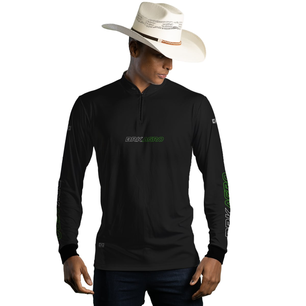Camisa Agro Brk Básica Preta com Proteção Solar UV50+ - Brk Agro
