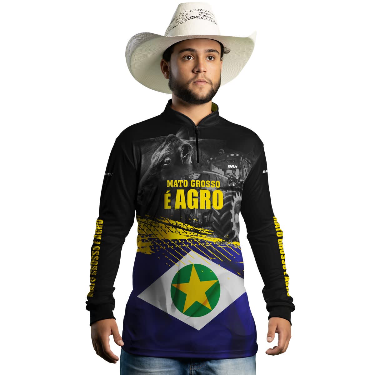 Camisa Agro Brk Bandeira Mato Grosso com Proteção Solar UV50+ Envio Imediato - Brk Agro