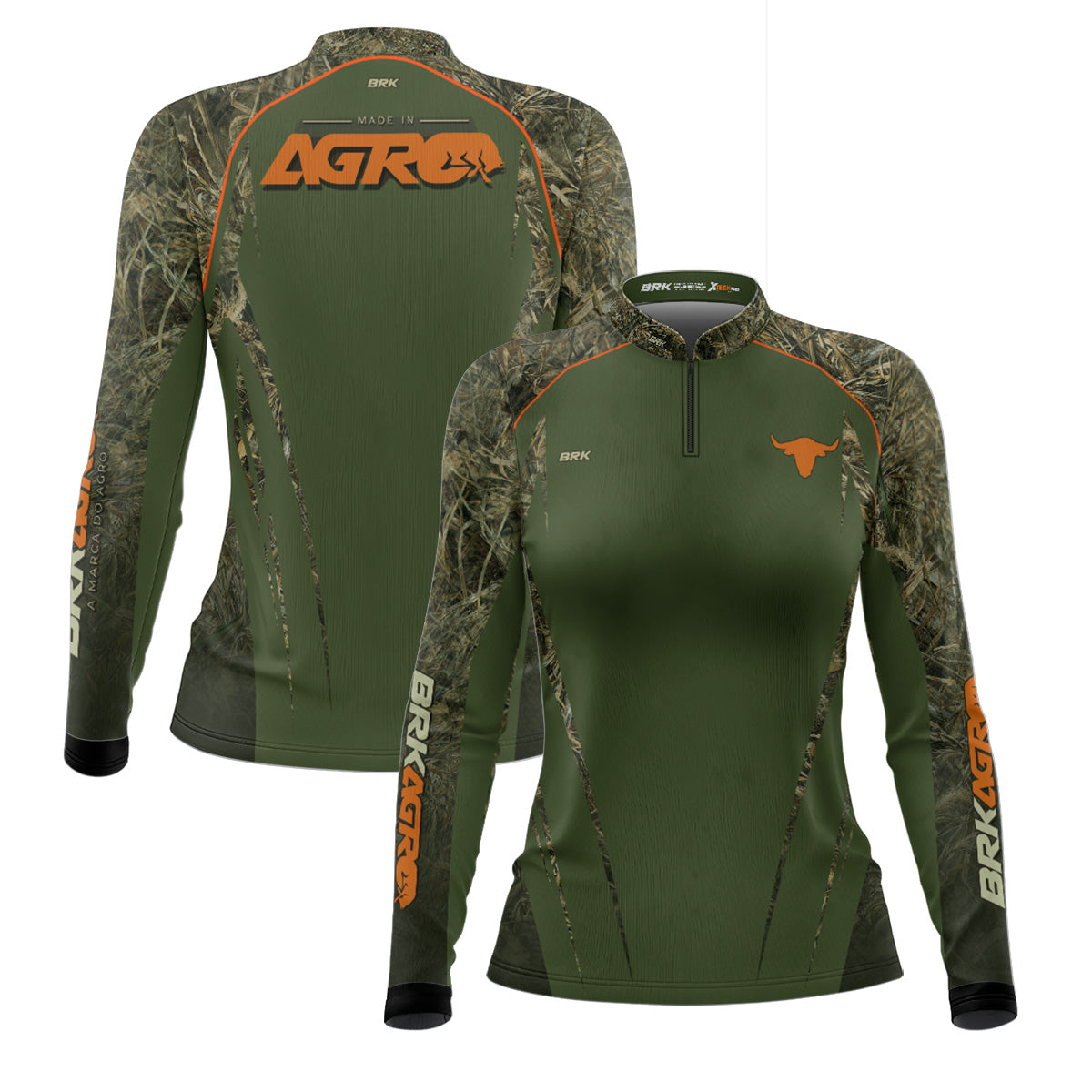 Camisa Agro Feminina Brk Agronomia Real Tree com UV50+