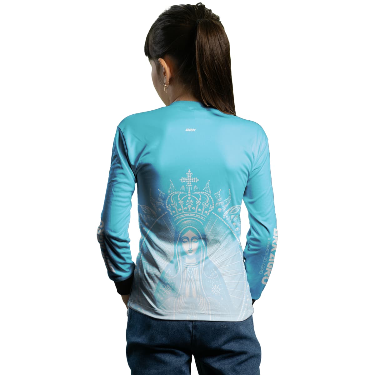 Camisa Agro Brk Feminina Nossa Senhora Azul Clara com Proteção Solar UV50+ - Brk Agro