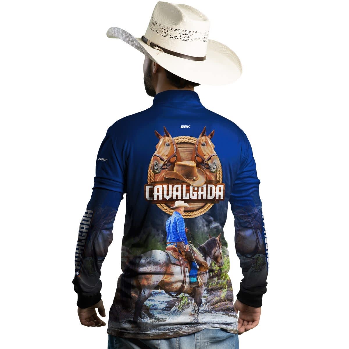 Camisa Agro Brk Cavalgada Azul com Proteção Solar UV50+ - BRK AGRO