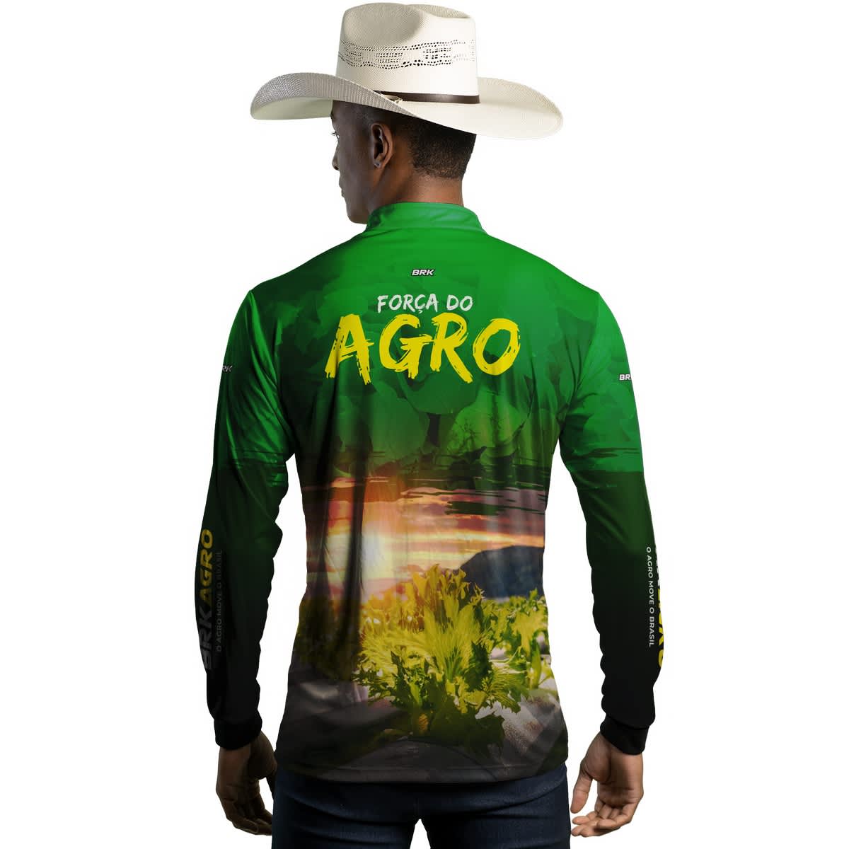 Camisa Agro Brk Força do Agro Hidroponia Alface com Proteção Solar UV50+ - Brk Agro