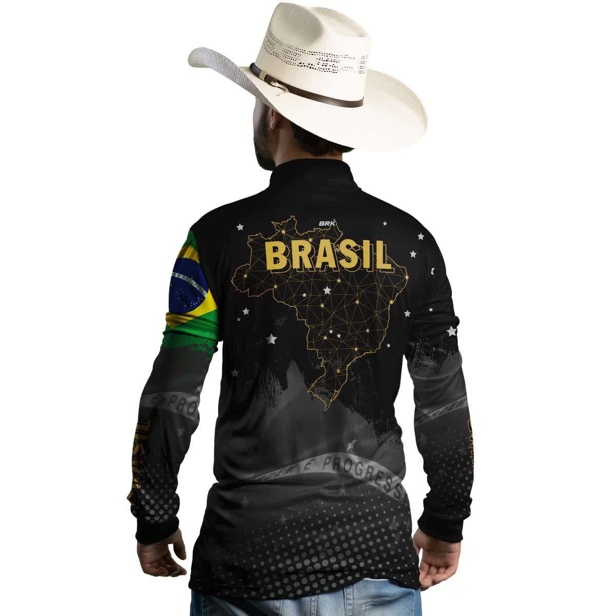 Camisa Agro Brk Brasil Preta com Proteção Solar UV50+ - Brk Agro
