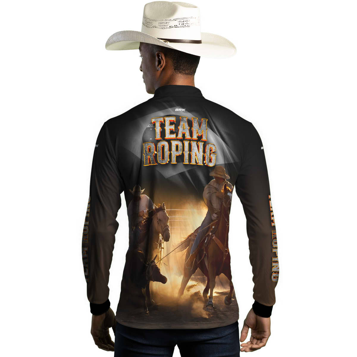 Camisa Agro Brk Team Roping Preto com Proteção UV50+ - BRK AGRO
