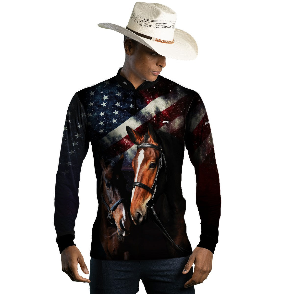 Camisa Agro Brk Quarto de Milha e Bandeira dos Estados Unidos com Proteção Solar UV50+ - Brk Agro