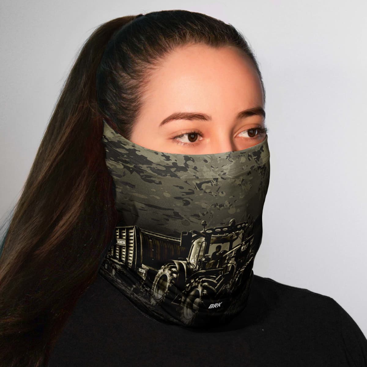 Bandana Tubeneck Agro Brk Verde Camuflado Trator Transporte com Proteção Solar UV50+ - Brk Agro