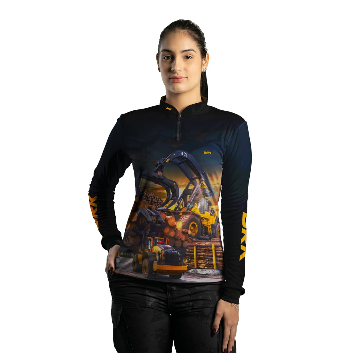 Camisa Feminina Agro Brk Trator Florestal com UV50+