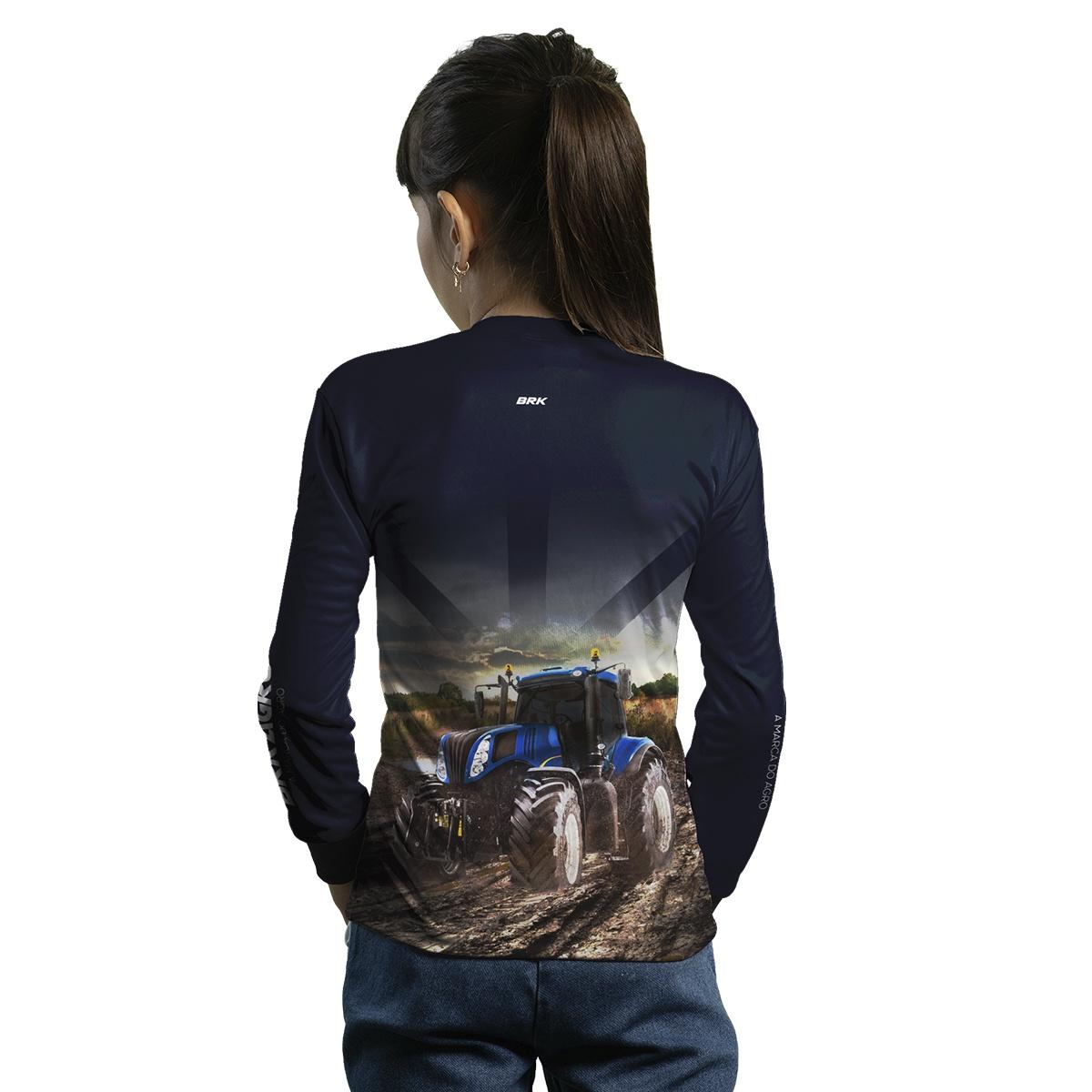 Camisa Agro Brk Azul Marinho Trator T8 com Proteção Solar UV50+ - Brk Agro