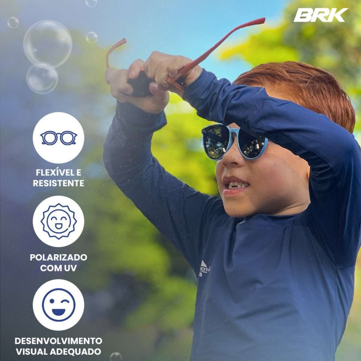 Óculos Infantil Brk 5 a 10 anos Flexível Polarizado - Brk Agro