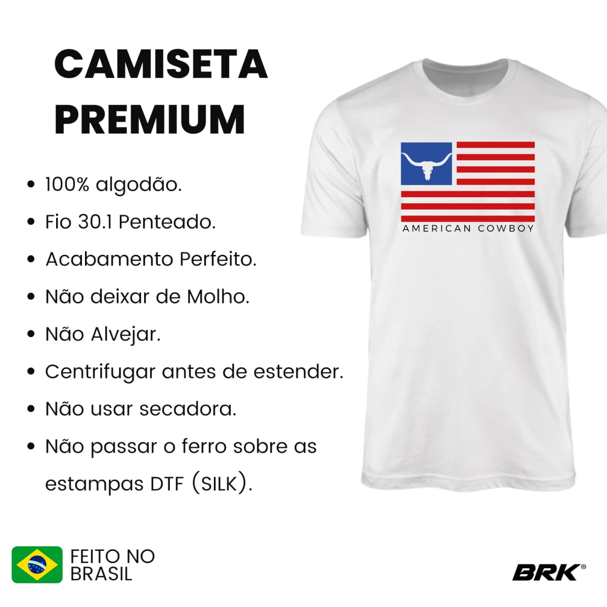 Camiseta Agro Brk American Cowboy com Algodão Premium - Brk Agro