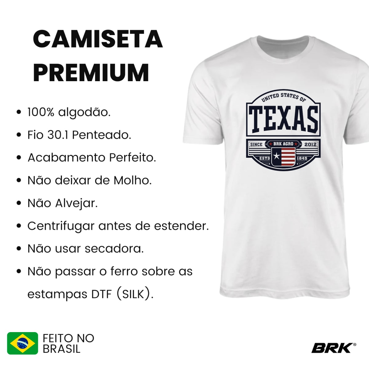Camisa Agro Brk States of Texas com Algodão Premium - Brk Agro