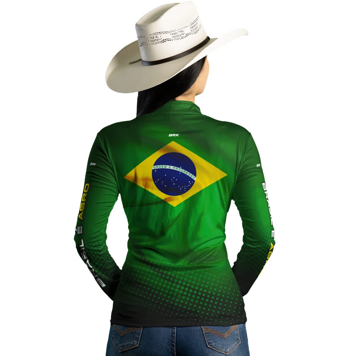 Camisa Feminina Agro Brk Brasil É Agro com Proteção Solar UV50+ - Brk Agro