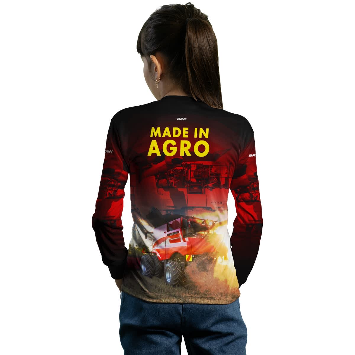 Camisa Agro Brk Vermelha Colheitadeira Made in Agro com Proteção Solar UV50+ - Brk Agro