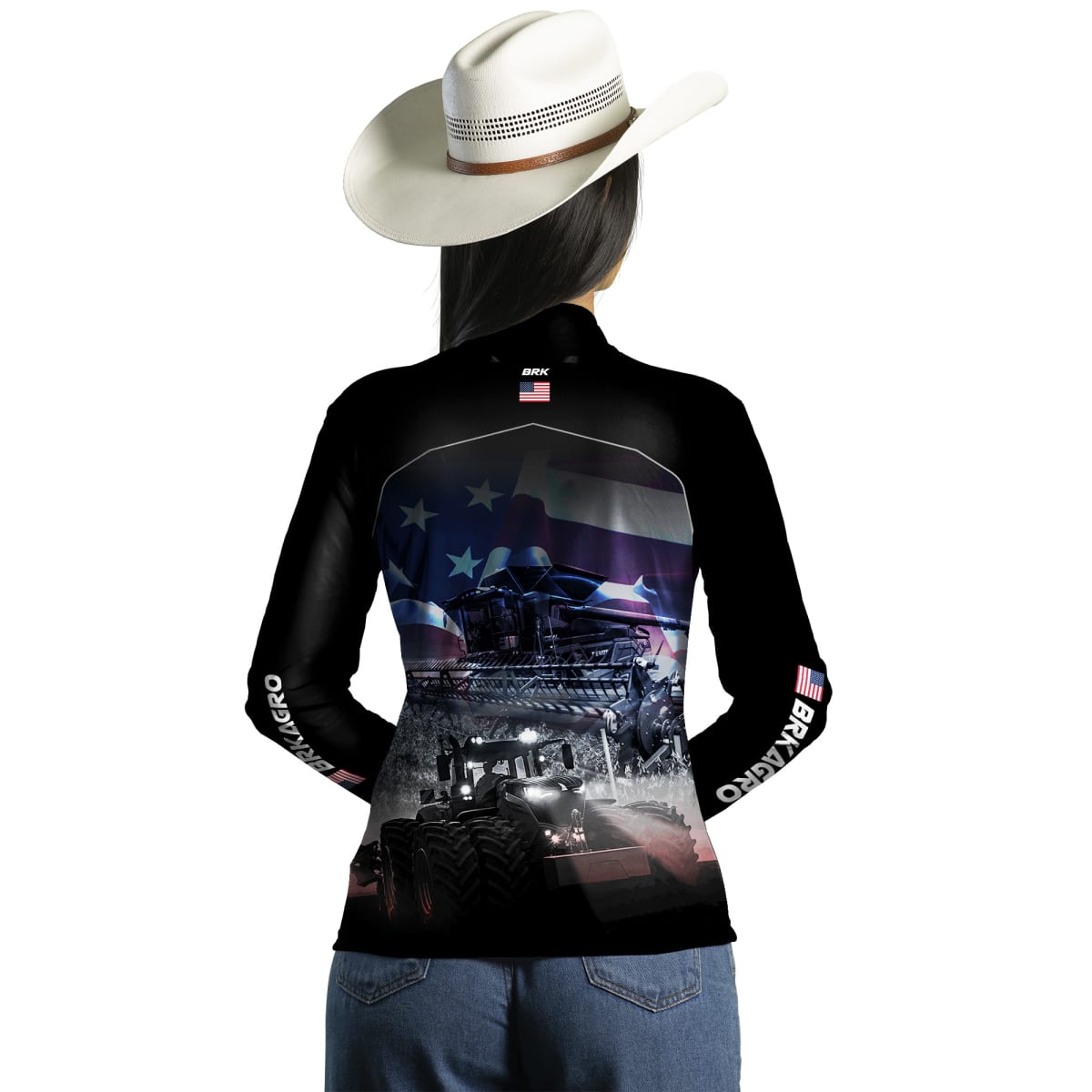 Camisa Agro Brk Veículos Agrícolas e Bandeira Estados Unidos com Proteção Solar UV50+ - BRK AGRO