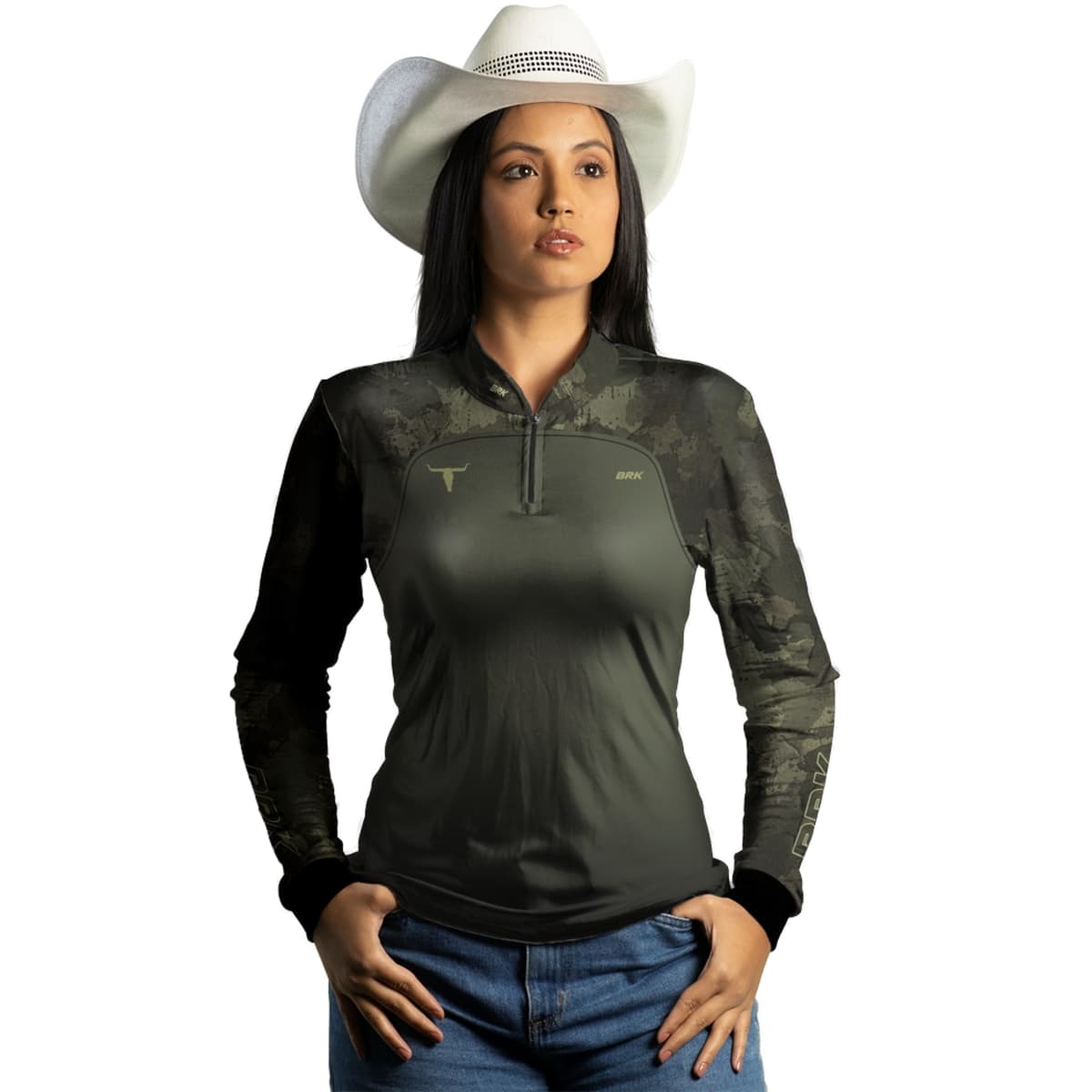 Camisa Agro Brk Camu Verde Long Horn com Proteção Solar UV50+ - Brk Agro