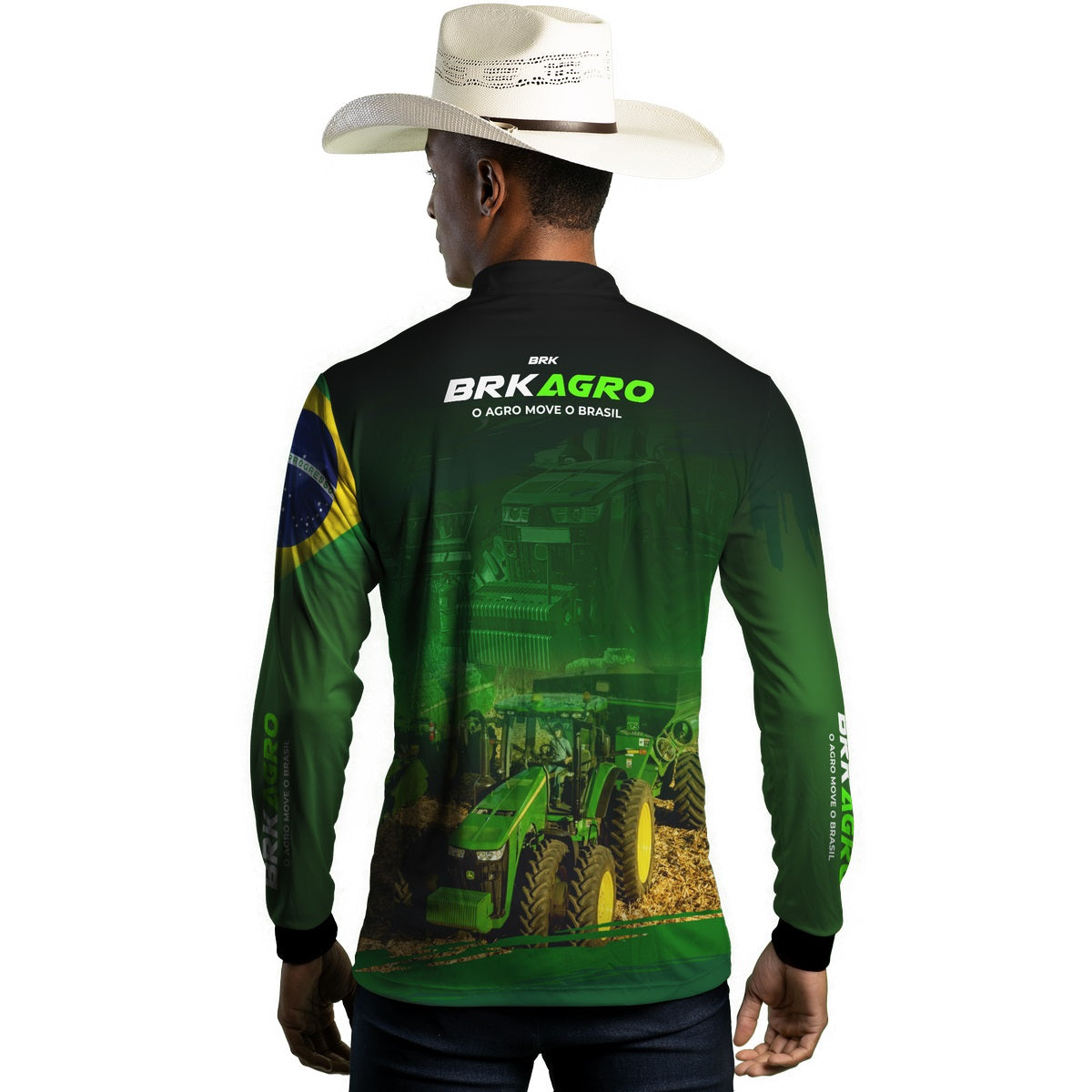Camisa Agro Brk Verde o Agro Move o Brasil com Proteção Solar UV50+ - Brk Agro