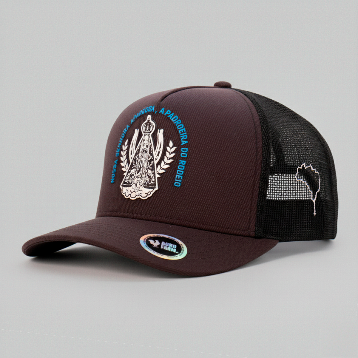 Boné Trucker Agro Brk Nossa Senhora Cinza Escuro - Brk Agro