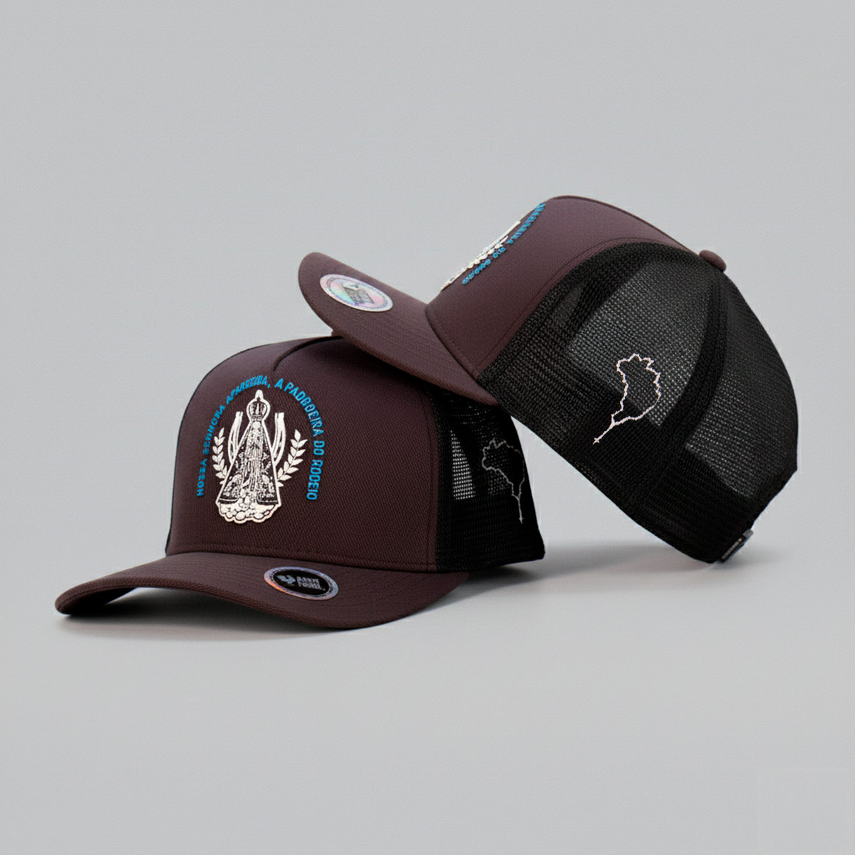 Boné Trucker Agro Brk Nossa Senhora Cinza Escuro - Brk Agro