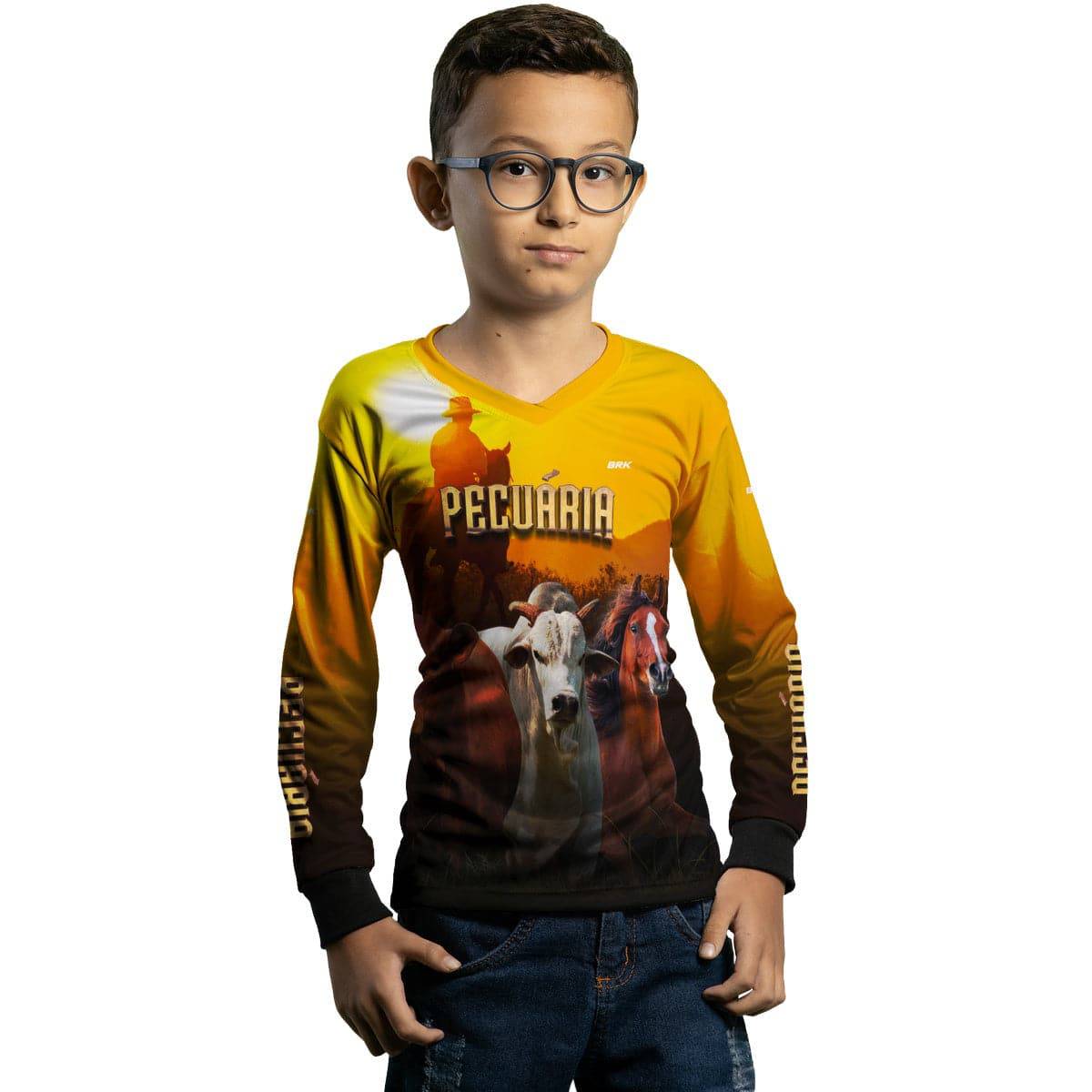 Camisa Agro Brk Pecuária Amarela com Proteção Solar UV50+ - BRK AGRO