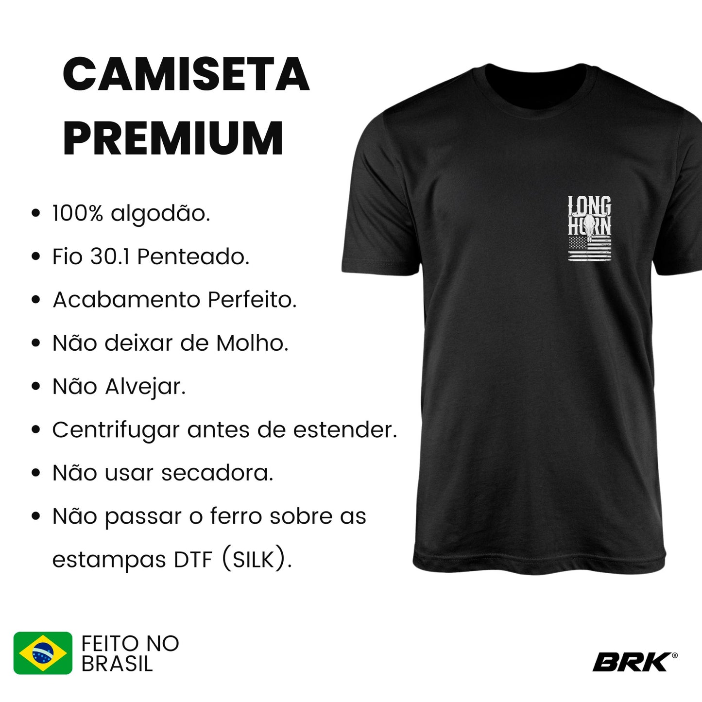 Camiseta Agro Brk Long Horn USA com Algodão Premium - Brk Agro