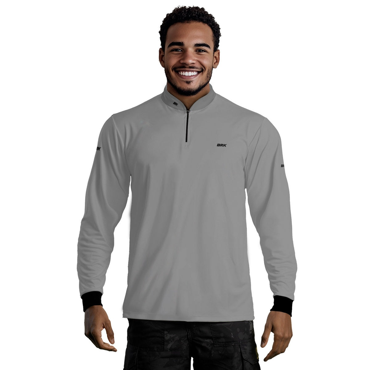 Camisa Masculina Agro Brk Básica Cinza Claro com Proteção Solar UV50+ Envio Imediato - Brk Agro